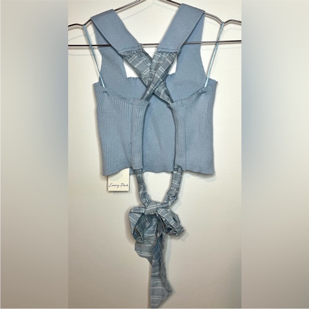 NWT Emory Park Light Blue Ribbed knit Crop Top - Picture 3 of 7